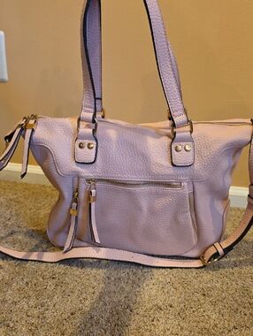 Urban Expressions Blush Pink Textured Shoulder Bag with Front Zip Pocket
